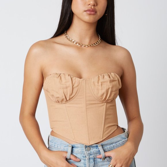 Bustier Wired Corset Top Tan - Picture 1 of 3